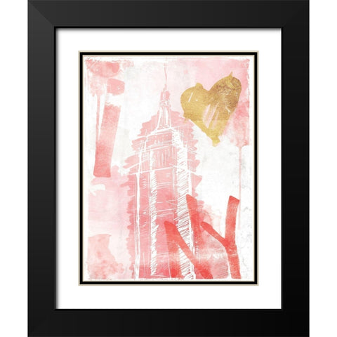 I Love NY Blush Black Modern Wood Framed Art Print with Double Matting by OnRei