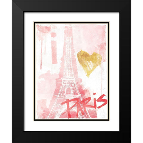 I Love Paris Blush Black Modern Wood Framed Art Print with Double Matting by OnRei