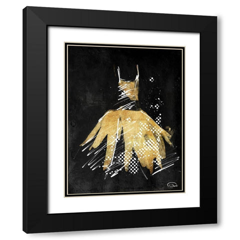 Gold Dress White Dots Black Modern Wood Framed Art Print with Double Matting by OnRei