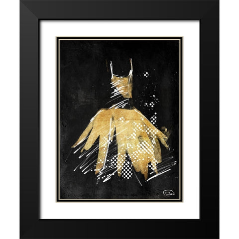 Gold Dress White Dots Black Modern Wood Framed Art Print with Double Matting by OnRei