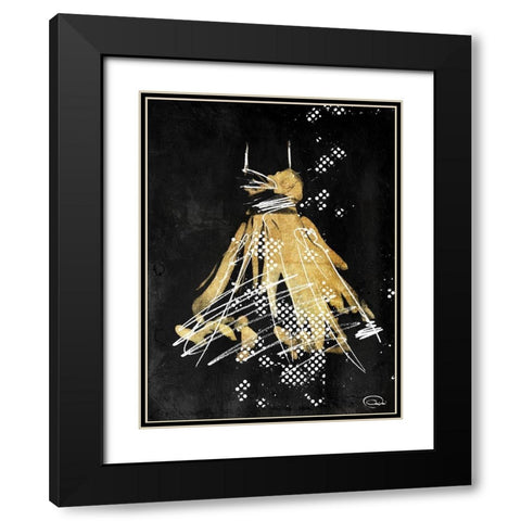 Gold Dress White Dots Two Black Modern Wood Framed Art Print with Double Matting by OnRei