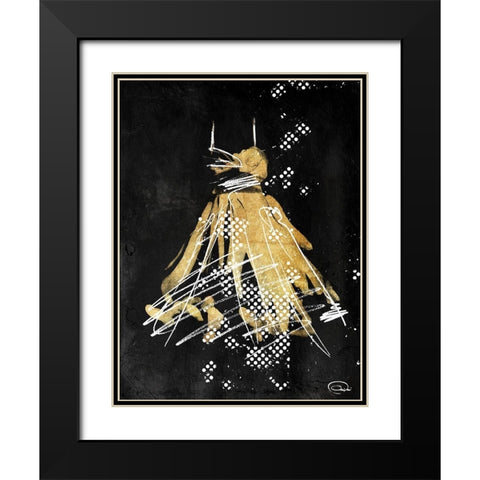 Gold Dress White Dots Two Black Modern Wood Framed Art Print with Double Matting by OnRei