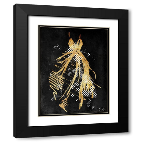 Gold Dress White Dots Three Black Modern Wood Framed Art Print with Double Matting by OnRei