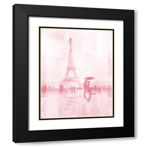 Blush Rain Black Modern Wood Framed Art Print with Double Matting by OnRei