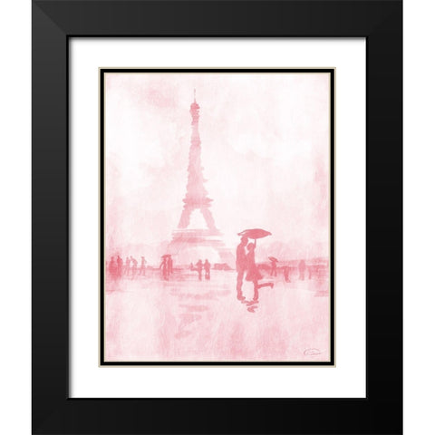 Blush Rain Black Modern Wood Framed Art Print with Double Matting by OnRei