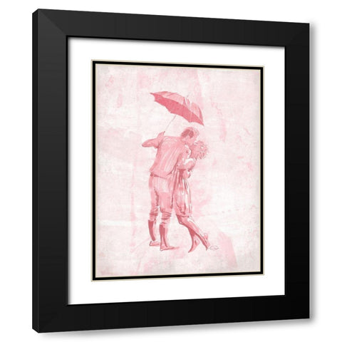 Kiss In The Blush Black Modern Wood Framed Art Print with Double Matting by OnRei