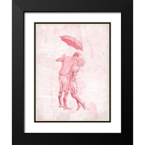 Kiss In The Blush Black Modern Wood Framed Art Print with Double Matting by OnRei