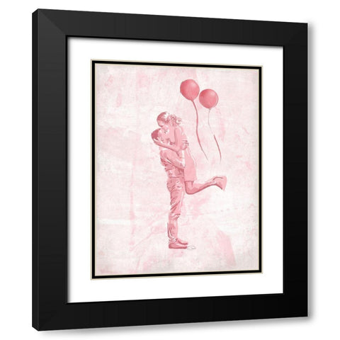 Hug In The Blush Black Modern Wood Framed Art Print with Double Matting by OnRei