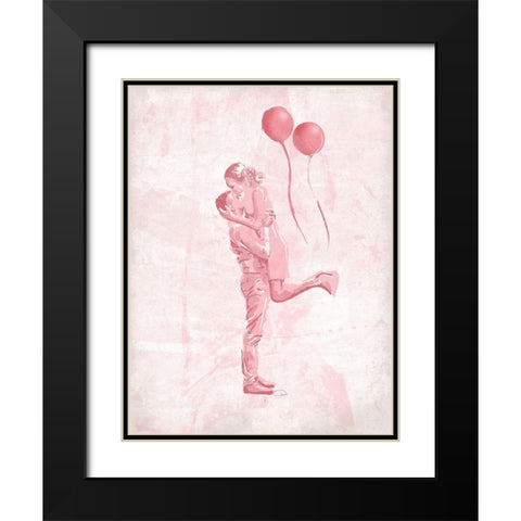 Hug In The Blush Black Modern Wood Framed Art Print with Double Matting by OnRei