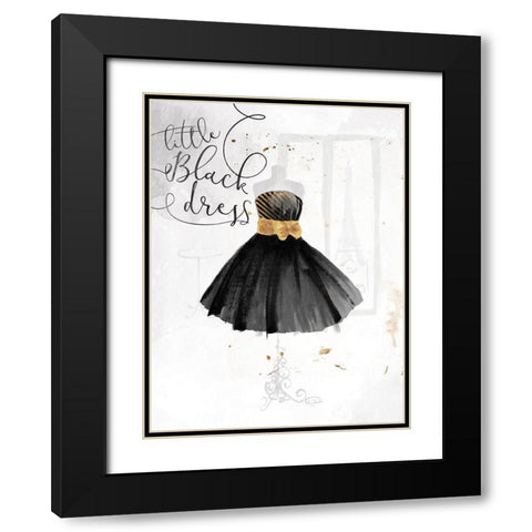 Little Black Gold Dress Black Modern Wood Framed Art Print with Double Matting by OnRei