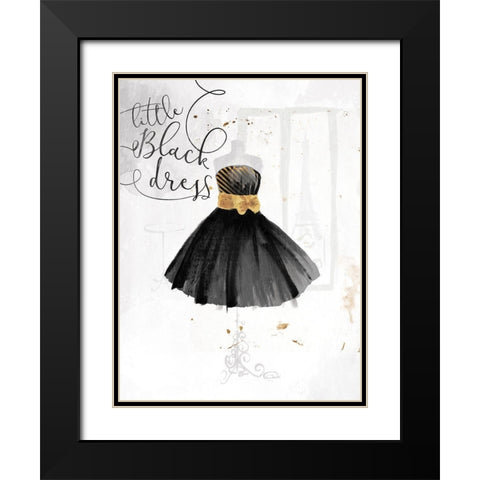 Little Black Gold Dress Black Modern Wood Framed Art Print with Double Matting by OnRei