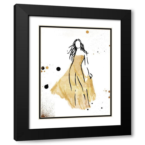 Form Dress Gold Black Modern Wood Framed Art Print with Double Matting by OnRei