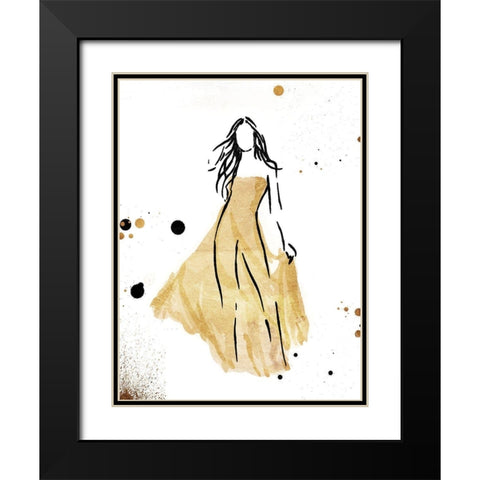 Form Dress Gold Black Modern Wood Framed Art Print with Double Matting by OnRei