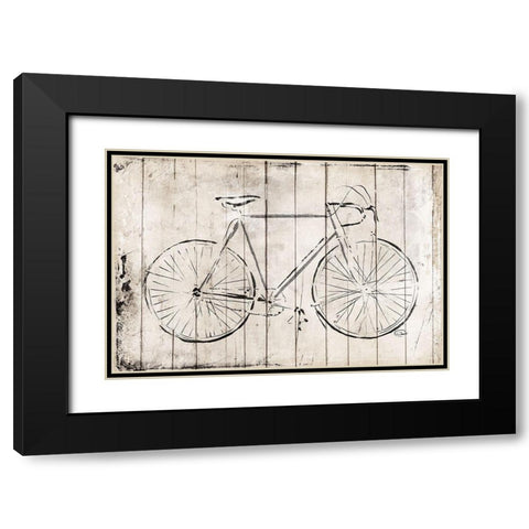 Grey Bike Black Modern Wood Framed Art Print with Double Matting by OnRei