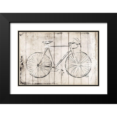 Grey Bike Black Modern Wood Framed Art Print with Double Matting by OnRei