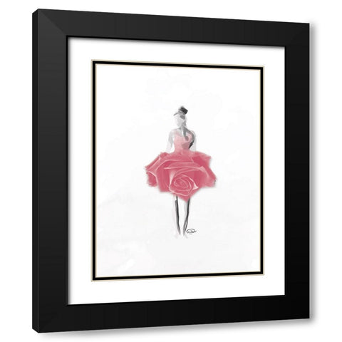 Rose Ballerina Black Modern Wood Framed Art Print with Double Matting by OnRei