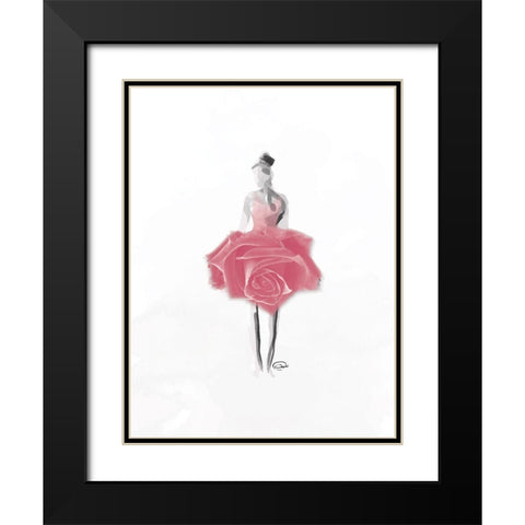 Rose Ballerina Black Modern Wood Framed Art Print with Double Matting by OnRei