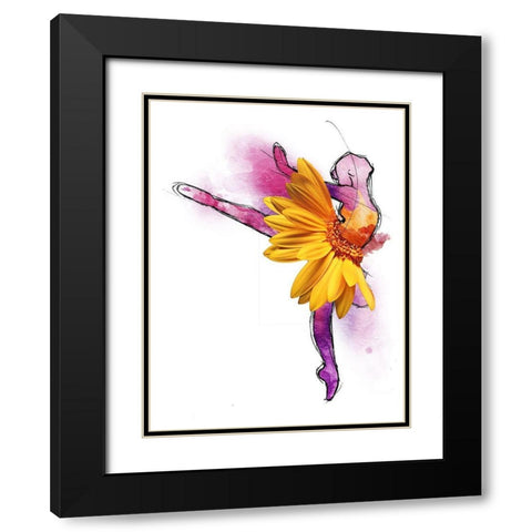 Sunny Ballerina Black Modern Wood Framed Art Print with Double Matting by OnRei