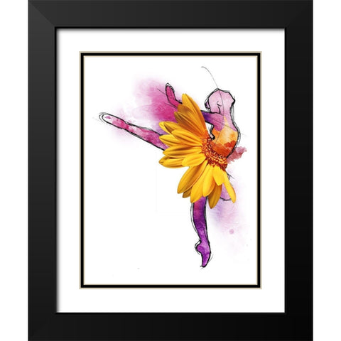 Sunny Ballerina Black Modern Wood Framed Art Print with Double Matting by OnRei