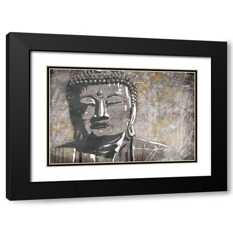 Nuetral Buddha Black Modern Wood Framed Art Print with Double Matting by OnRei