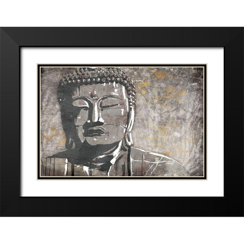 Nuetral Buddha Black Modern Wood Framed Art Print with Double Matting by OnRei