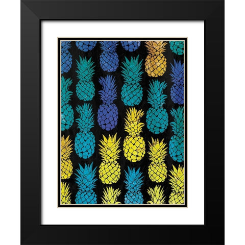 Multi Pineapples Black Modern Wood Framed Art Print with Double Matting by OnRei