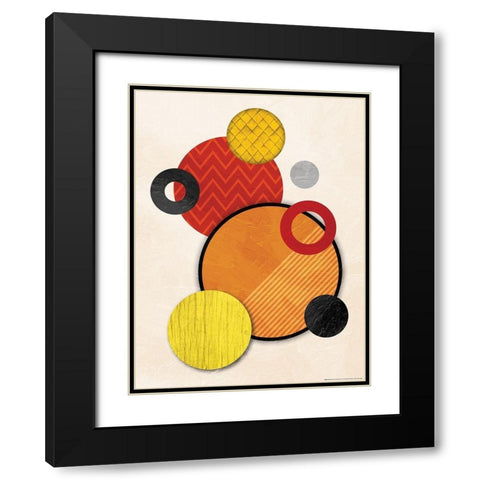 Organic Circles Black Modern Wood Framed Art Print with Double Matting by OnRei