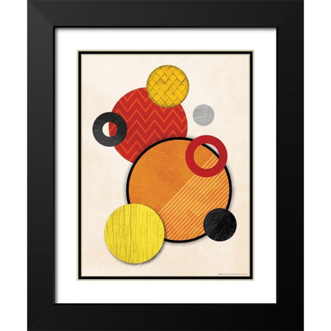 Organic Circles Black Modern Wood Framed Art Print with Double Matting by OnRei