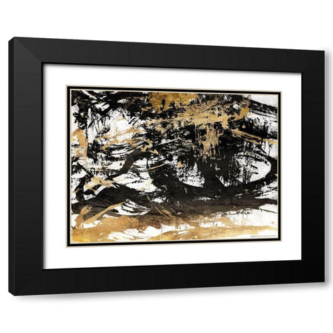 Golden Mess Black Modern Wood Framed Art Print with Double Matting by OnRei