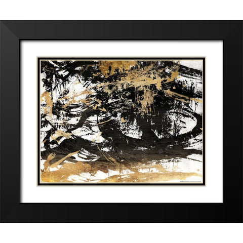 Golden Mess Black Modern Wood Framed Art Print with Double Matting by OnRei