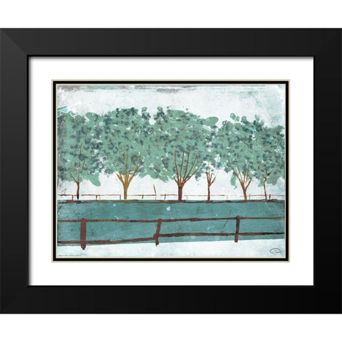 Trees And Fences Black Modern Wood Framed Art Print with Double Matting by OnRei