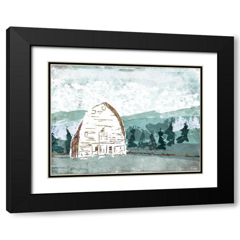 Barn In The Trees Black Modern Wood Framed Art Print with Double Matting by OnRei