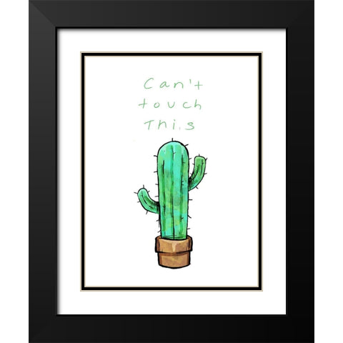 Cant Touch This Cactus Black Modern Wood Framed Art Print with Double Matting by OnRei