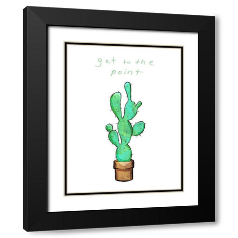 Get To The Point Cactus Black Modern Wood Framed Art Print with Double Matting by OnRei