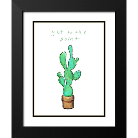 Get To The Point Cactus Black Modern Wood Framed Art Print with Double Matting by OnRei