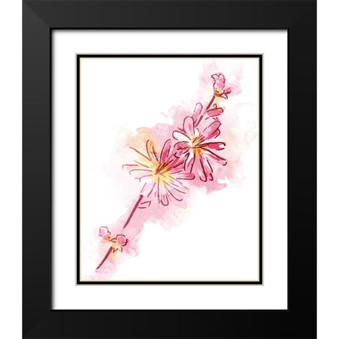 Water Inked Florals Mate Black Modern Wood Framed Art Print with Double Matting by OnRei