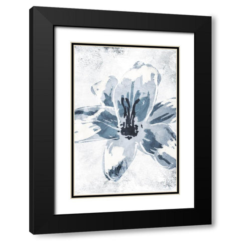 Sketched Cool Flower Black Modern Wood Framed Art Print with Double Matting by OnRei