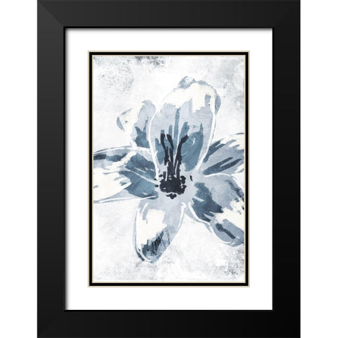 Sketched Cool Flower Black Modern Wood Framed Art Print with Double Matting by OnRei