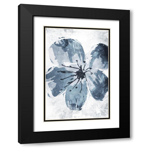 Sketched Cool Flower Mate Black Modern Wood Framed Art Print with Double Matting by OnRei