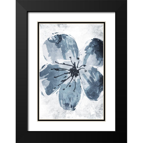 Sketched Cool Flower Mate Black Modern Wood Framed Art Print with Double Matting by OnRei