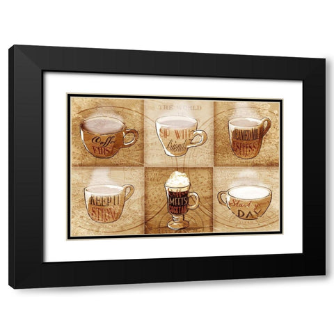 Coffee Crew Black Modern Wood Framed Art Print with Double Matting by OnRei