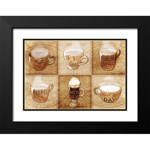 Coffee Crew Black Modern Wood Framed Art Print with Double Matting by OnRei