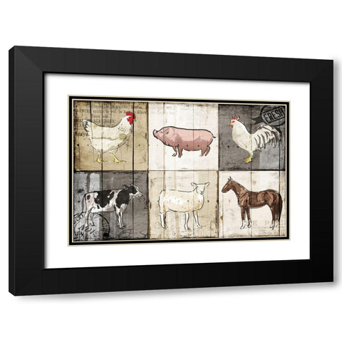 Farm Animals PM Black Modern Wood Framed Art Print with Double Matting by OnRei