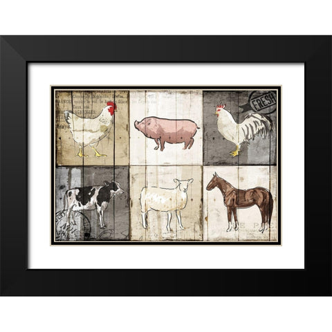 Farm Animals PM Black Modern Wood Framed Art Print with Double Matting by OnRei