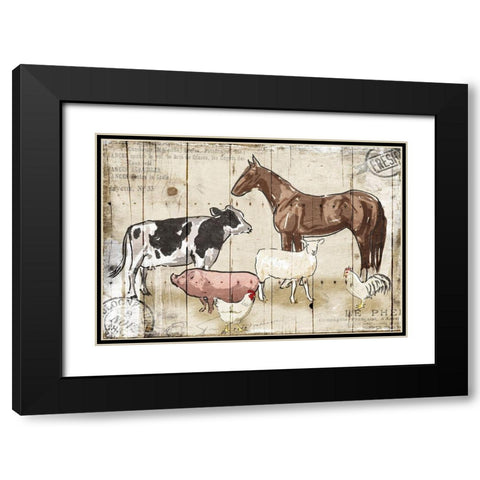 Farm Animal Crew Black Modern Wood Framed Art Print with Double Matting by OnRei