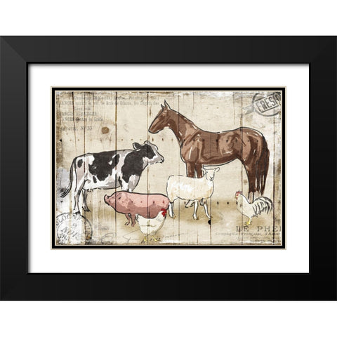 Farm Animal Crew Black Modern Wood Framed Art Print with Double Matting by OnRei