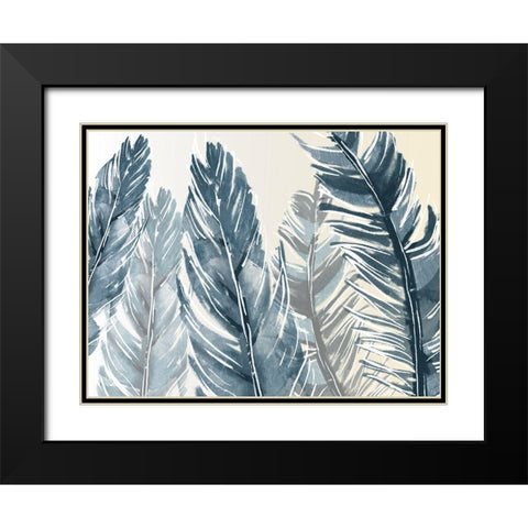 Group Of Feathers Black Modern Wood Framed Art Print with Double Matting by OnRei