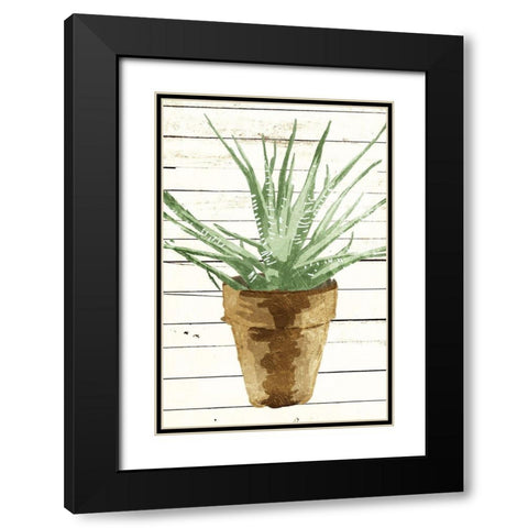 Wood Plant Pot Black Modern Wood Framed Art Print with Double Matting by OnRei