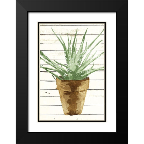 Wood Plant Pot Black Modern Wood Framed Art Print with Double Matting by OnRei