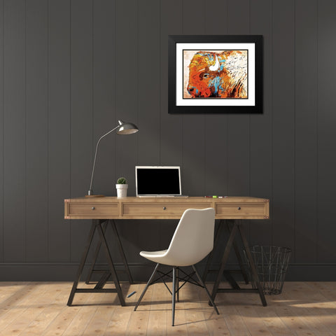 Rich Bison Black Modern Wood Framed Art Print with Double Matting by OnRei